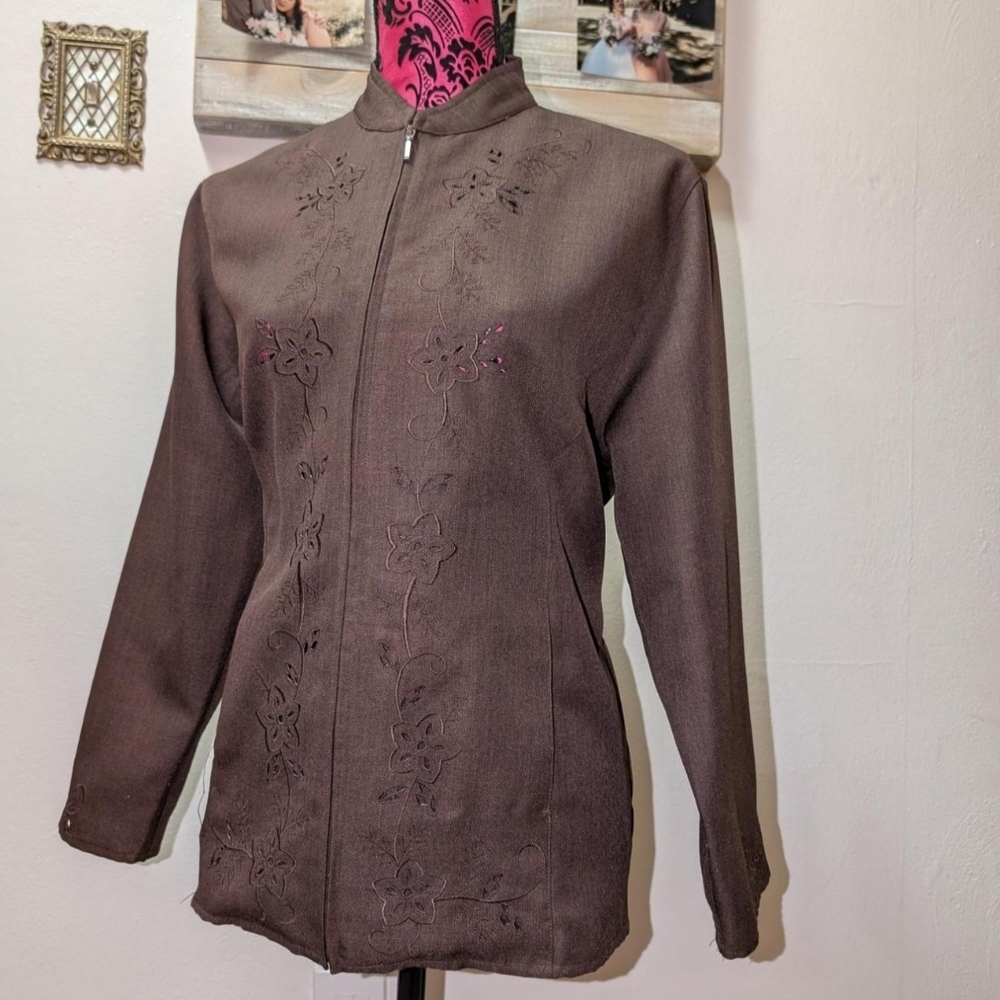 Bon Worth Chocolate Floral Women's Blazer